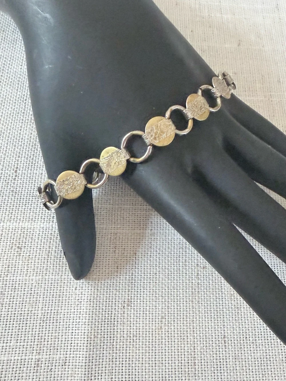 Gold and Silver Tone Disc Link Bracelet - Women Jewelry